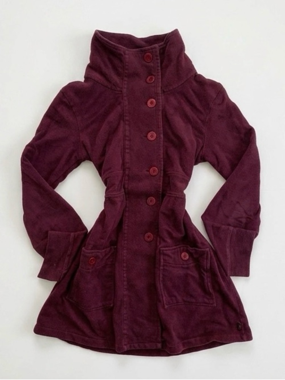 Women's Button-Front Burgundy Coat